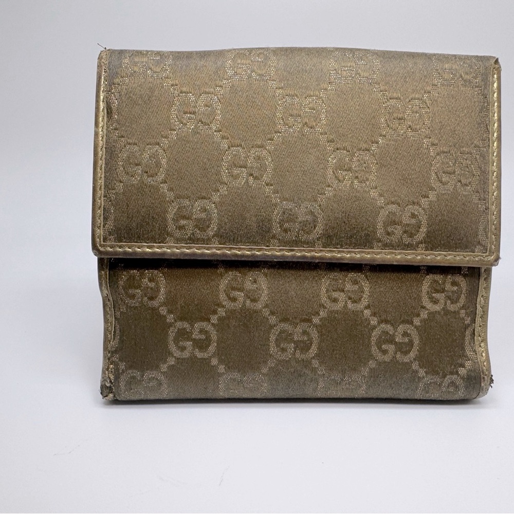 Gucci Abbey Line D-Ring Wallet GG Metallic with Coin Pocket Authentic Vintage - Picture 2 of 16